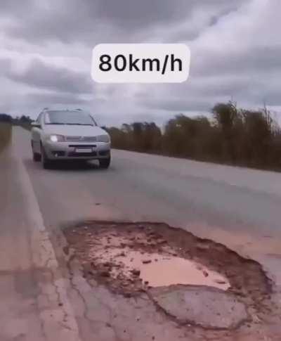 Driving on a puddle at different speeds