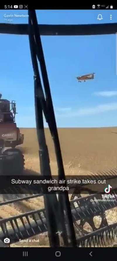 Throwing a subway out of a plane for lunch