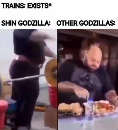 Godzilla has an affinity for trains except shin lol 