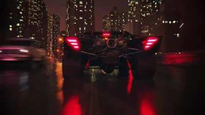 Animation of The Batman’s Batmobile cruising the streets of Gotham, by Cherik. Accompanied by a synthwave remix of Michael Giacchino’s The Batman theme music.