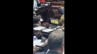 Filmaron a un diputado del Frente de Todos viendo un partido de básquet en medio de la sesión por el presupuesto 2023.