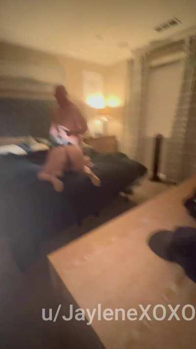 My husband walks in to find me with one of my bulls and starts to jack off at the door while I was already dressed up and sucking my bulls thick cock!