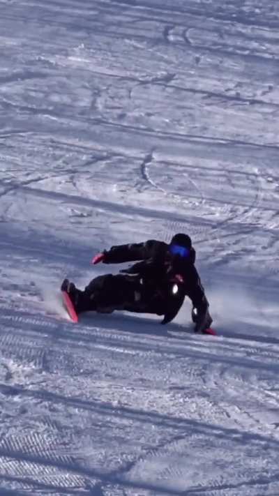 Japanese snowboarder Kento showing his carving skills