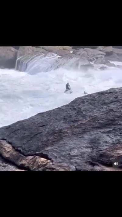 Jetski saves surfers life while risking their own. (Apparently in Nazare, Portugal)