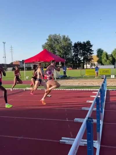 12.89 Meet Record & 1st Place in Belgium