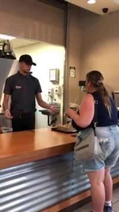 Working in retail makes you wish for more people to act like the cameraman (fat woman asking for more cheese)