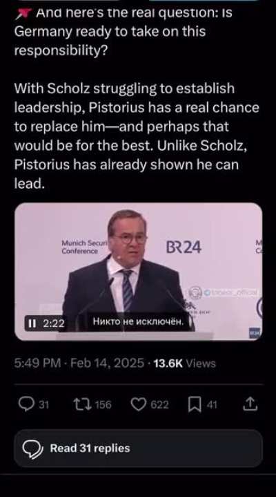 German defense minister rips up his speech and calls out the U.S. Vice President JD Vance for being a dishonest propagandist right after Vance spoke