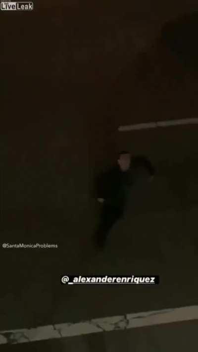 Man on road threatening a building gets cut off mid sentence