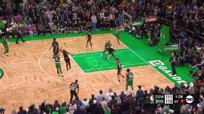 [Highlight] Jayson Tatum hits the tough 3 to put the Warriors in a heavy deficit in OT