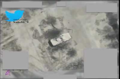 Saudi Air Force strikes Houthi armored vehicle in Yemen/Hajjah frontline