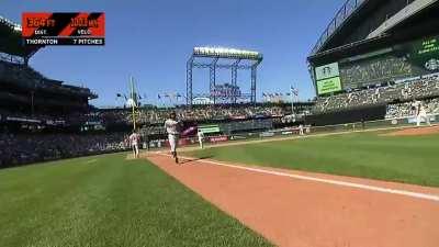 Cedric Mullins smashes a 2 run HR in the top of the 10th to put the Orioles ahead 5-3 after his miraculous catch in the 9th