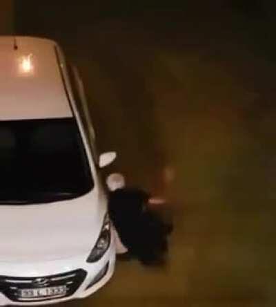 Trying to get down some small steps when totally plastered