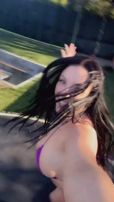 Jumping on a trampoline