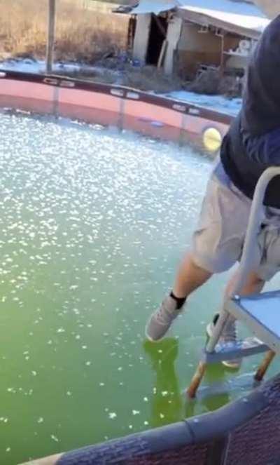 Man walks on thin ice