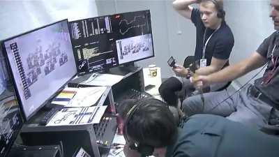 Mark Webber's scream in reaction to Hamilton's mistake