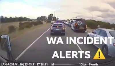 SUV speeding in break down lane, sends themselves to karma town.