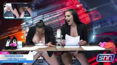 Busty News Reporters on The Sybian