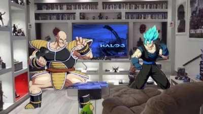 Vegito and Nappa play Halo 3 together