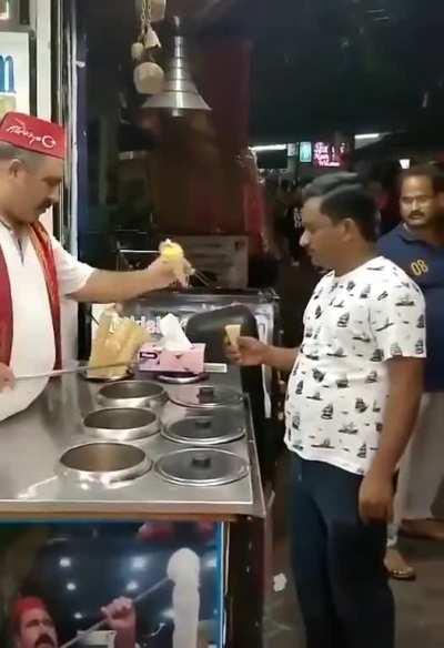 Turkish ice cream before (crosspost from r/interestingasfuck)