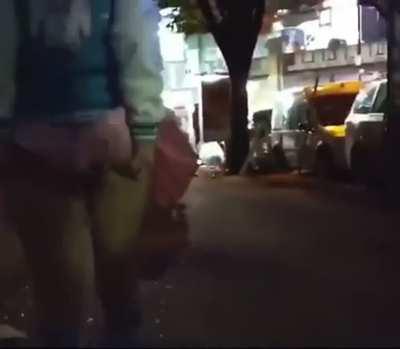 What a naughty girl letting all daddy's cum driping on the street