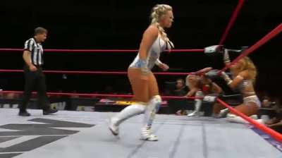 Sexy dodge...but got caught by Tay and dropped on her pretty head