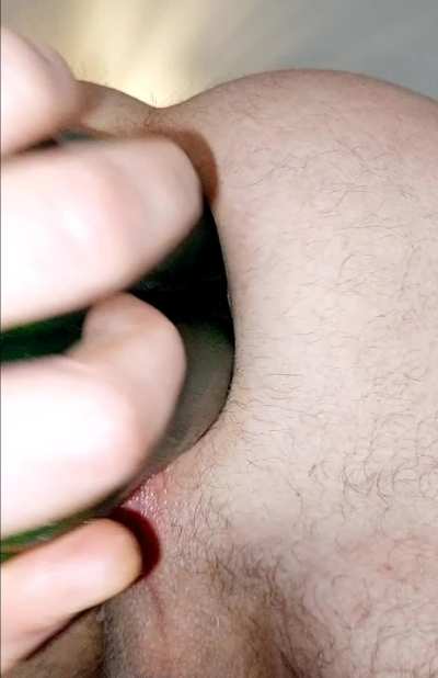 Two courgettes blowing out my ass hole. 