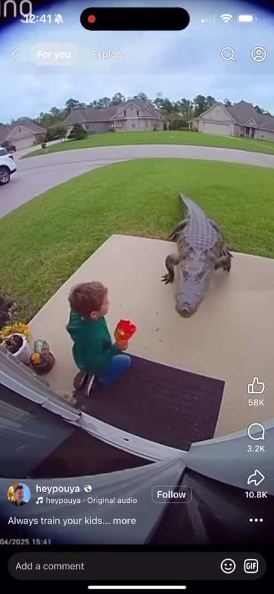 Kid just feeding Gator candy ☠️