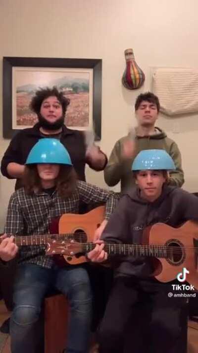 Making music with the boys