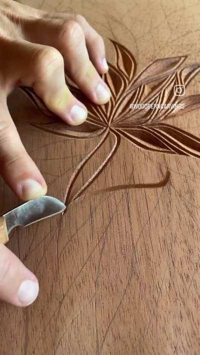 Carving a wooden art piece