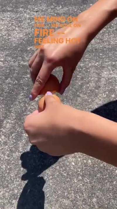 Cooking an egg on the sidewalk, part 1