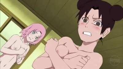Lee crashes in on a naked Ino, Tenten, Hinata & Sakura