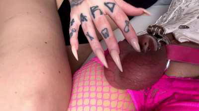 Oops.. Are your big blue balls and tiny caged clit too sensitive? 🤭😈