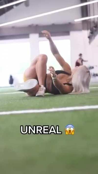 Strength ✔ Balance ✔ Flexibility ✔ I injured my knee just watching this.