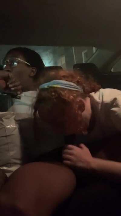 Black Dude Banging A Chubby White Girl In The Car In The Night