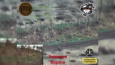 15th NG Brigade Struck a Russian soldier in the leg with an FPV Kamikaze Drone.