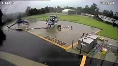 Two Helicopters Collide while landing