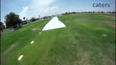 Skydiver Lands on a Slip 'N Slide