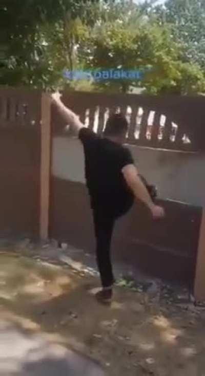 Hitting a fence with your leg