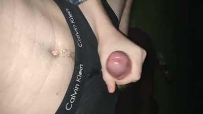 Decided to shoot a huge load in the middle of the high schools field thats next door