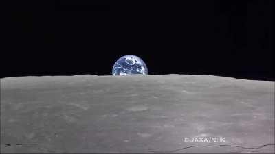 Earthrise from low lunar orbit, from JAXA