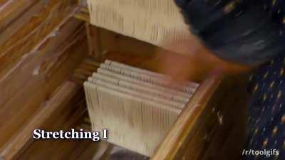 Frame used to stretch long life noodles