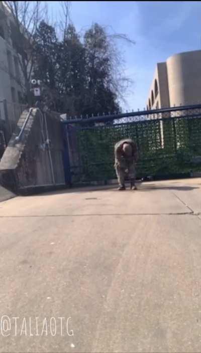 Active duty USAF soldier self immolates in front of Israeli embassy in Washington DC in protest of Israel’s killing of civilians in Gaza (Partially blurred, still NSFL)
