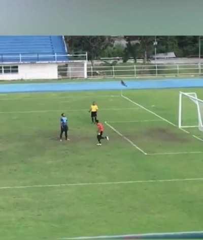 God said “lemme give you a hand, brudda” to the player doing the penalty kick