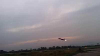 JF-17 of the No. 36 (Tactical Attack) Wing taking off with Full Afterburner from PAF Base Peshawar
