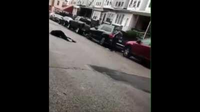 Dude with a knife shot by Police in Philly.