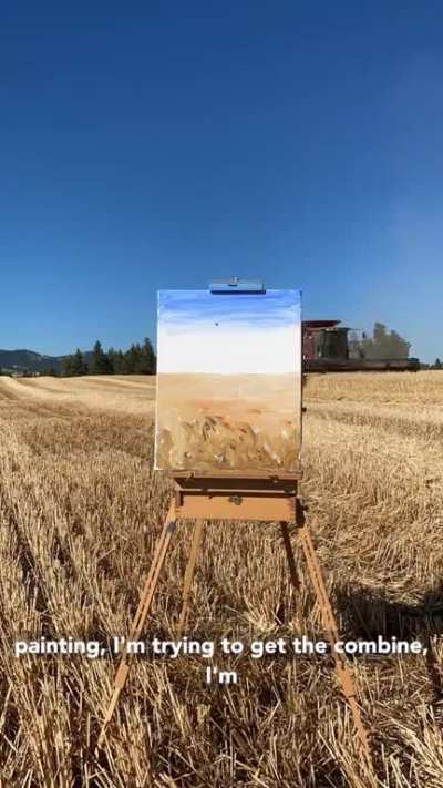Farmer buys my painting off the easel.