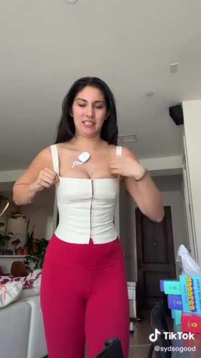 Tight top showing some boobies!