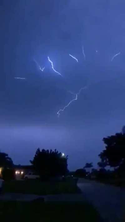 Lightning across the sky