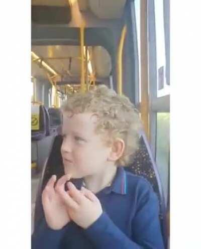 Irish busker singing you've got a friend in me to an autistic child on public transport