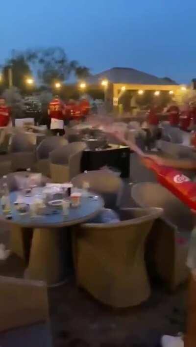 The Players & Staff singing 'You'll Never Walk Alone' shortly after full-time on Thursday night.